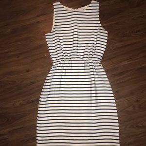 J Crew- navy & white striped work dress